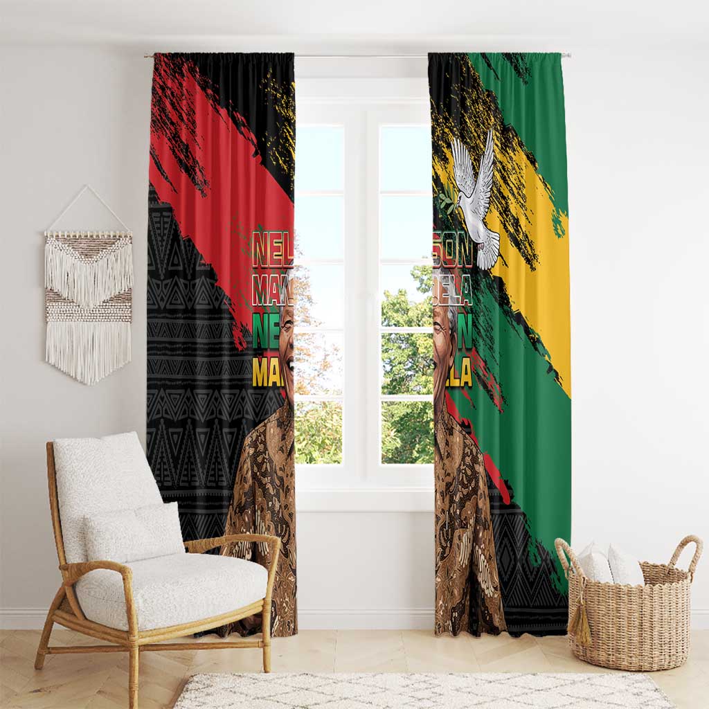 Nelson Mandela International Day Window Curtain African Pattern Grunge Style - Wonder Print Shop