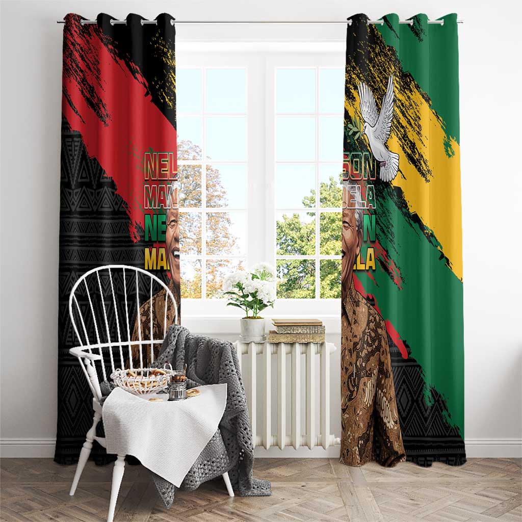 Nelson Mandela International Day Window Curtain African Pattern Grunge Style - Wonder Print Shop