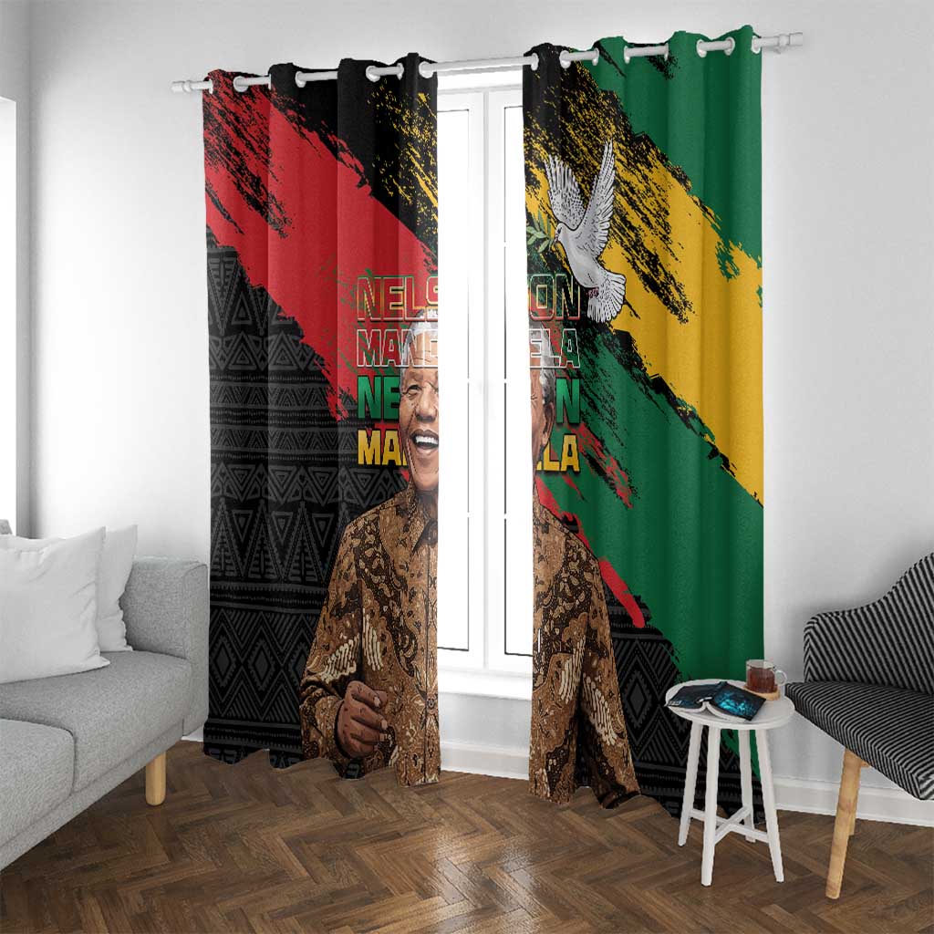 Nelson Mandela International Day Window Curtain African Pattern Grunge Style - Wonder Print Shop
