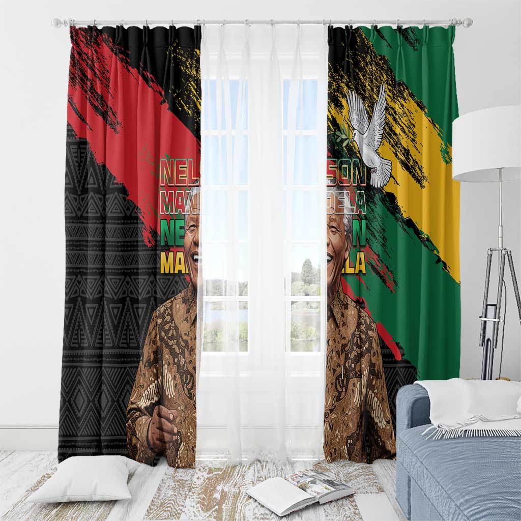 Nelson Mandela International Day Window Curtain African Pattern Grunge Style - Wonder Print Shop