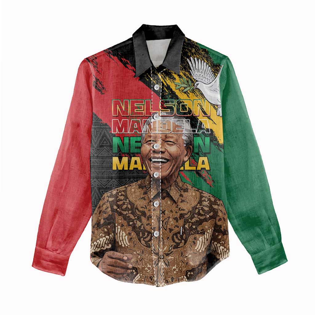 Nelson Mandela International Day Women Casual Shirt African Pattern Grunge Style - Wonder Print Shop
