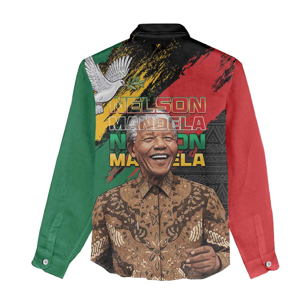 Nelson Mandela International Day Women Casual Shirt African Pattern Grunge Style - Wonder Print Shop