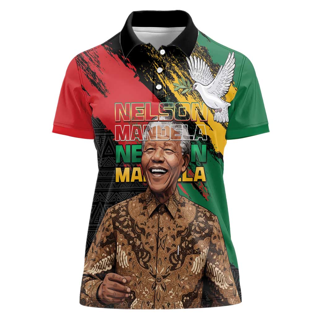 Nelson Mandela International Day Women Polo Shirt African Pattern Grunge Style - Wonder Print Shop
