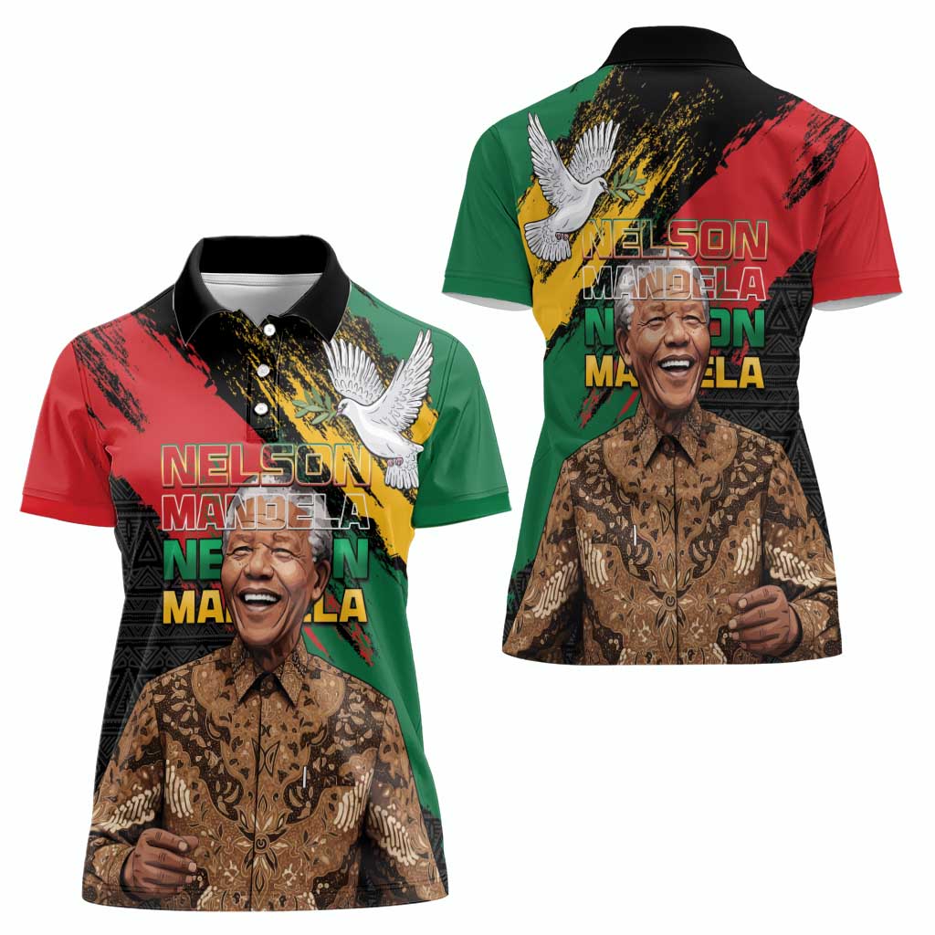 Nelson Mandela International Day Women Polo Shirt African Pattern Grunge Style - Wonder Print Shop