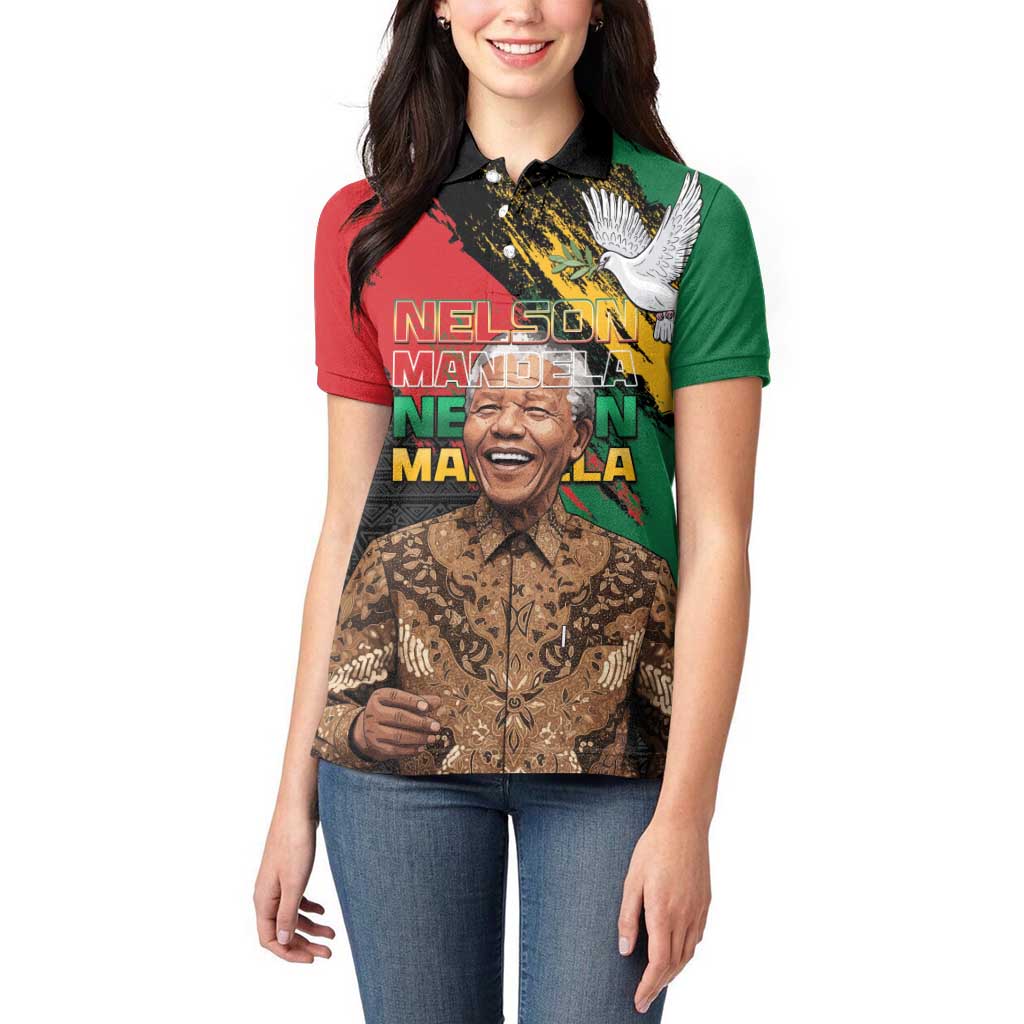 Nelson Mandela International Day Women Polo Shirt African Pattern Grunge Style - Wonder Print Shop