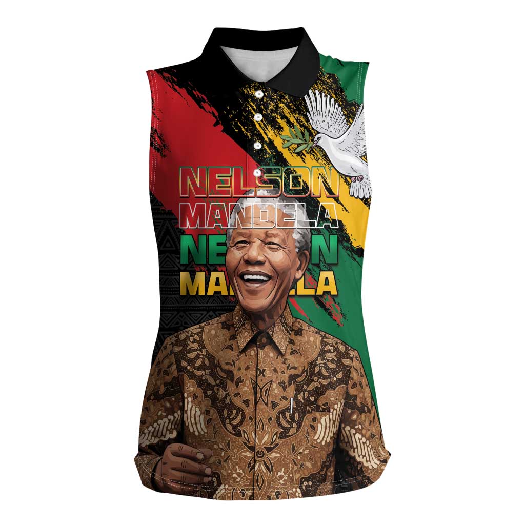 Nelson Mandela International Day Women Sleeveless Polo Shirt African Pattern Grunge Style - Wonder Print Shop