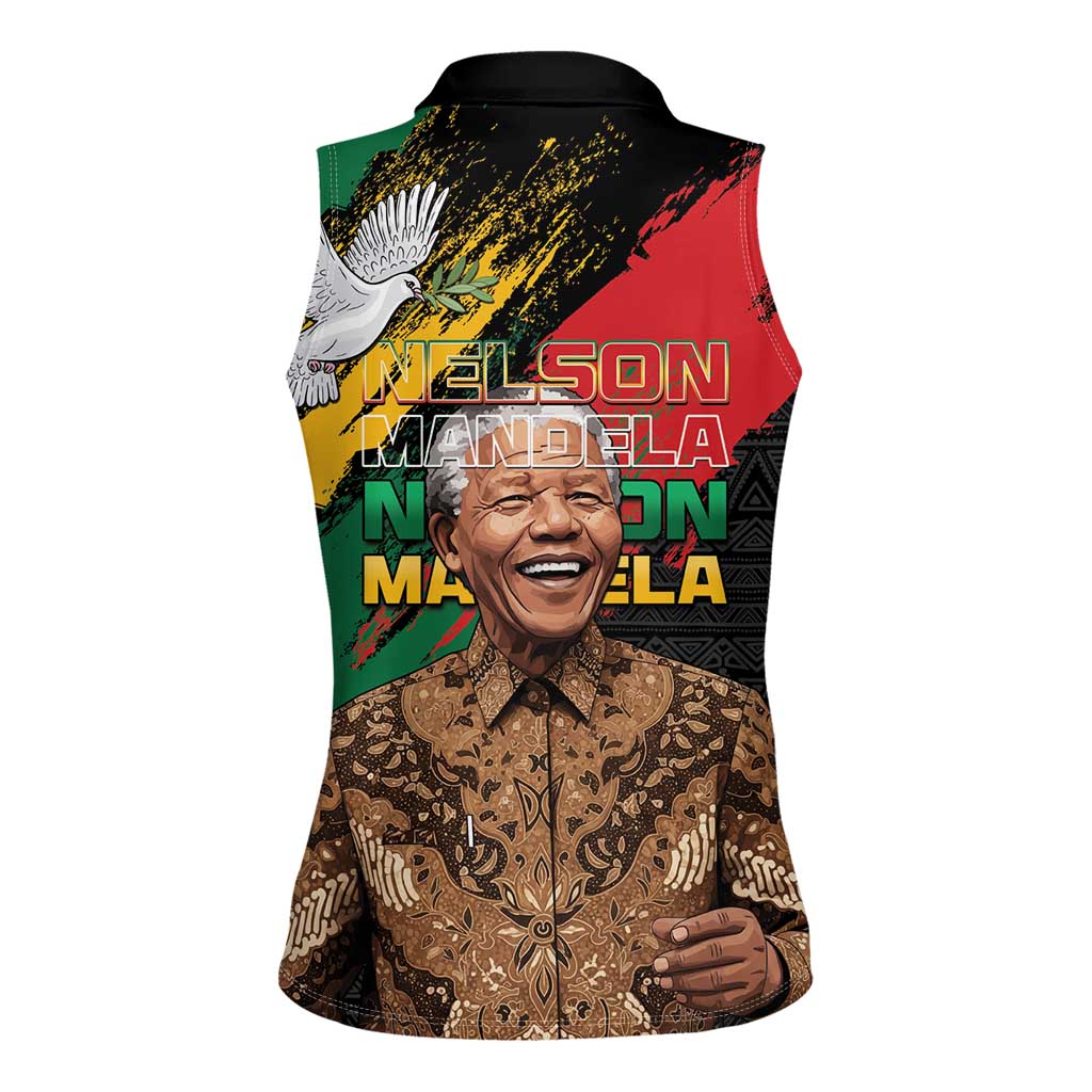 Nelson Mandela International Day Women Sleeveless Polo Shirt African Pattern Grunge Style - Wonder Print Shop