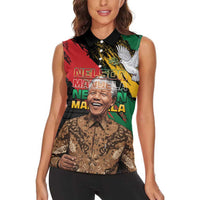 Nelson Mandela International Day Women Sleeveless Polo Shirt African Pattern Grunge Style - Wonder Print Shop