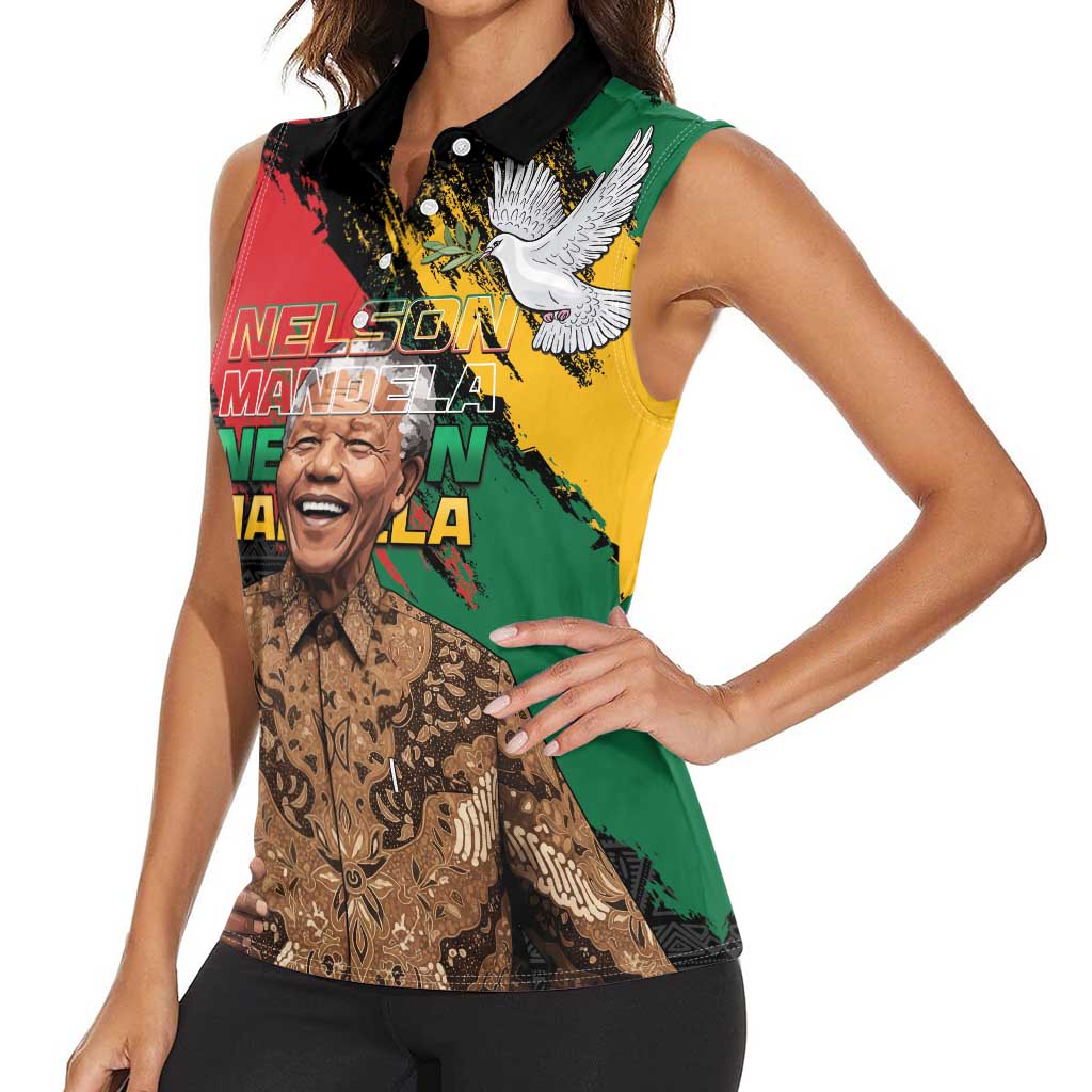 Nelson Mandela International Day Women Sleeveless Polo Shirt African Pattern Grunge Style - Wonder Print Shop