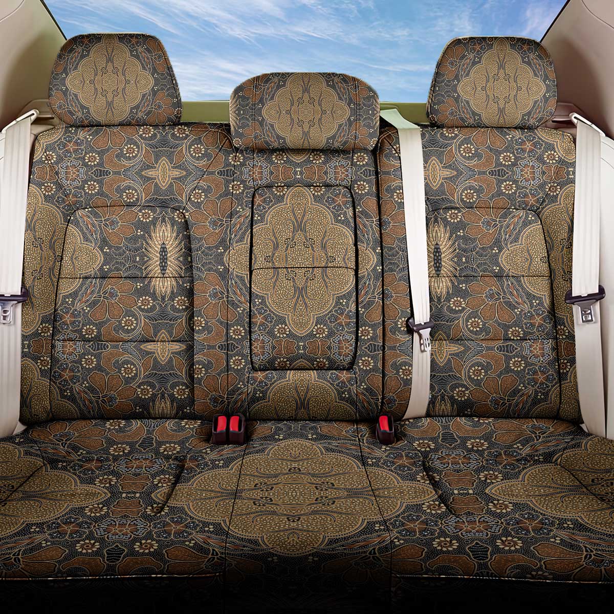 Madiba Nelson Mandela Back Car Seat Cover Indonesia Batik Earthy Brown - Wonder Print Shop