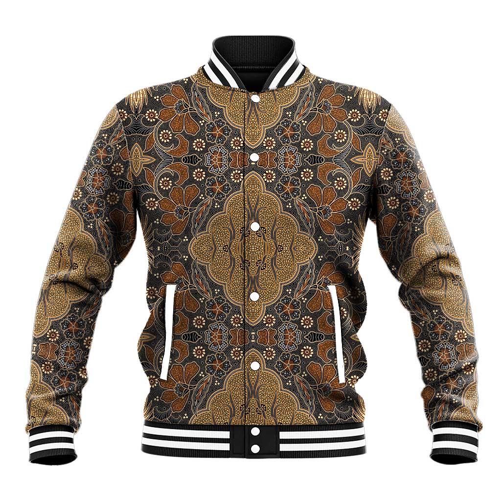 Madiba Nelson Mandela Baseball Jacket Indonesia Batik Earthy Brown - Wonder Print Shop