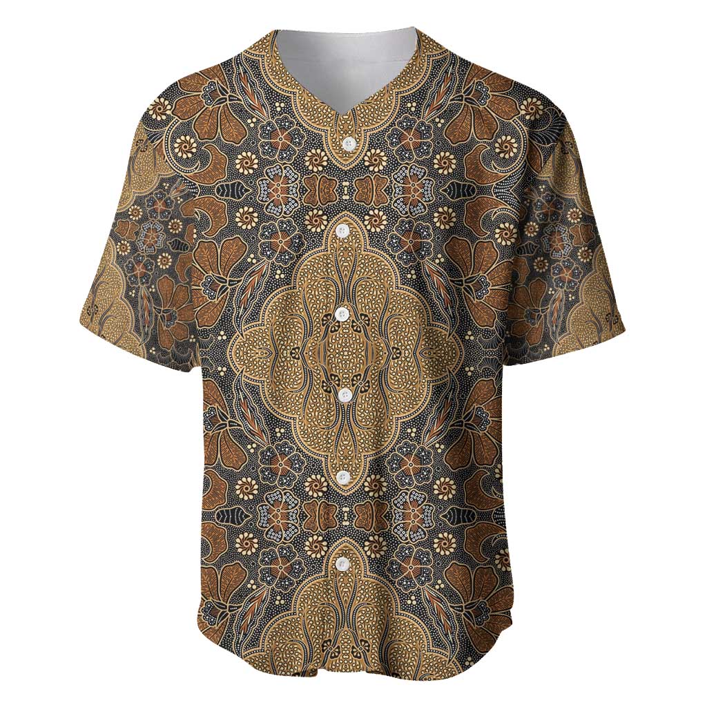 Madiba Nelson Mandela Baseball Jersey Indonesia Batik Earthy Brown - Wonder Print Shop