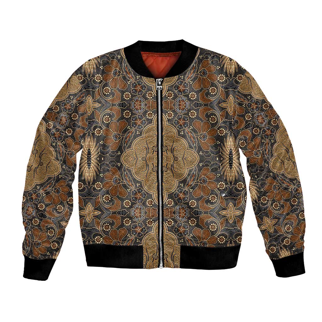 Madiba Nelson Mandela Bomber Jacket Indonesia Batik Earthy Brown - Wonder Print Shop