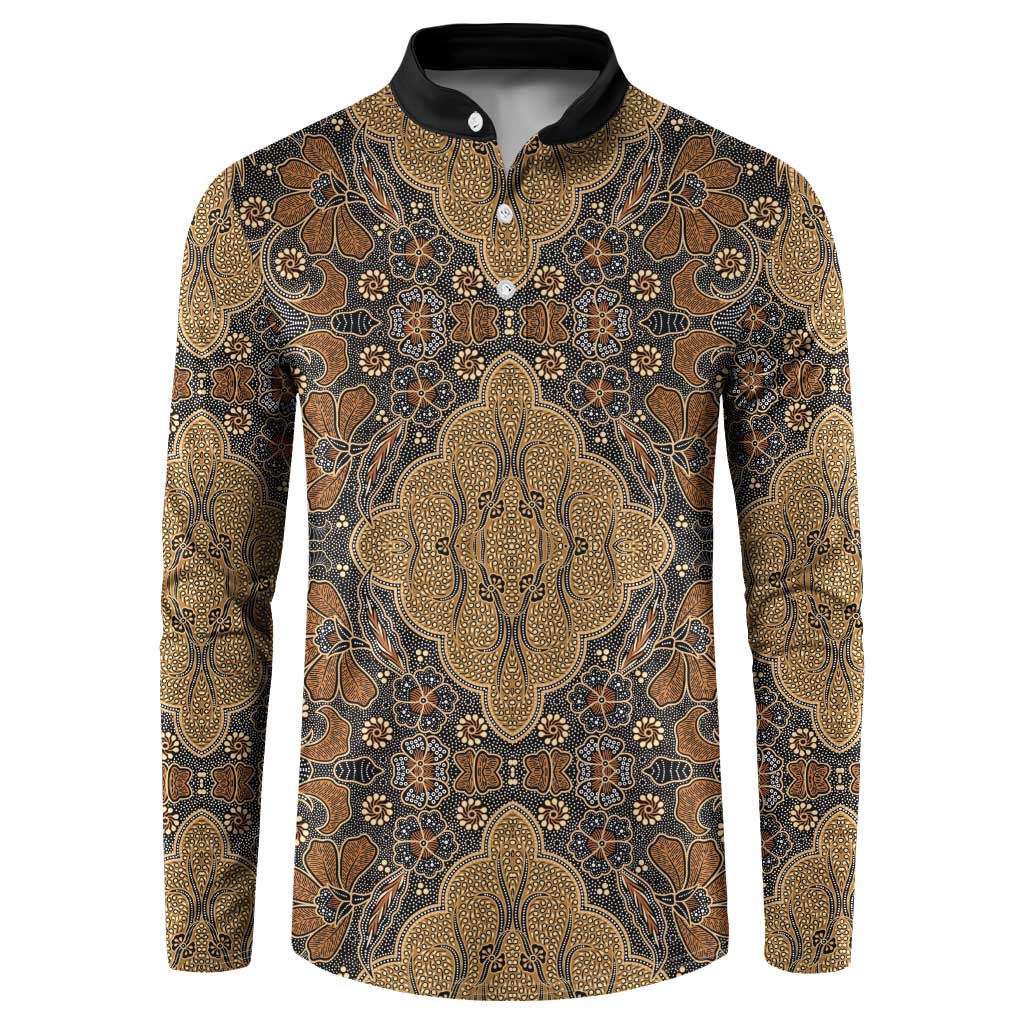 Madiba Nelson Mandela Button Sweatshirt Indonesia Batik Earthy Brown - Wonder Print Shop