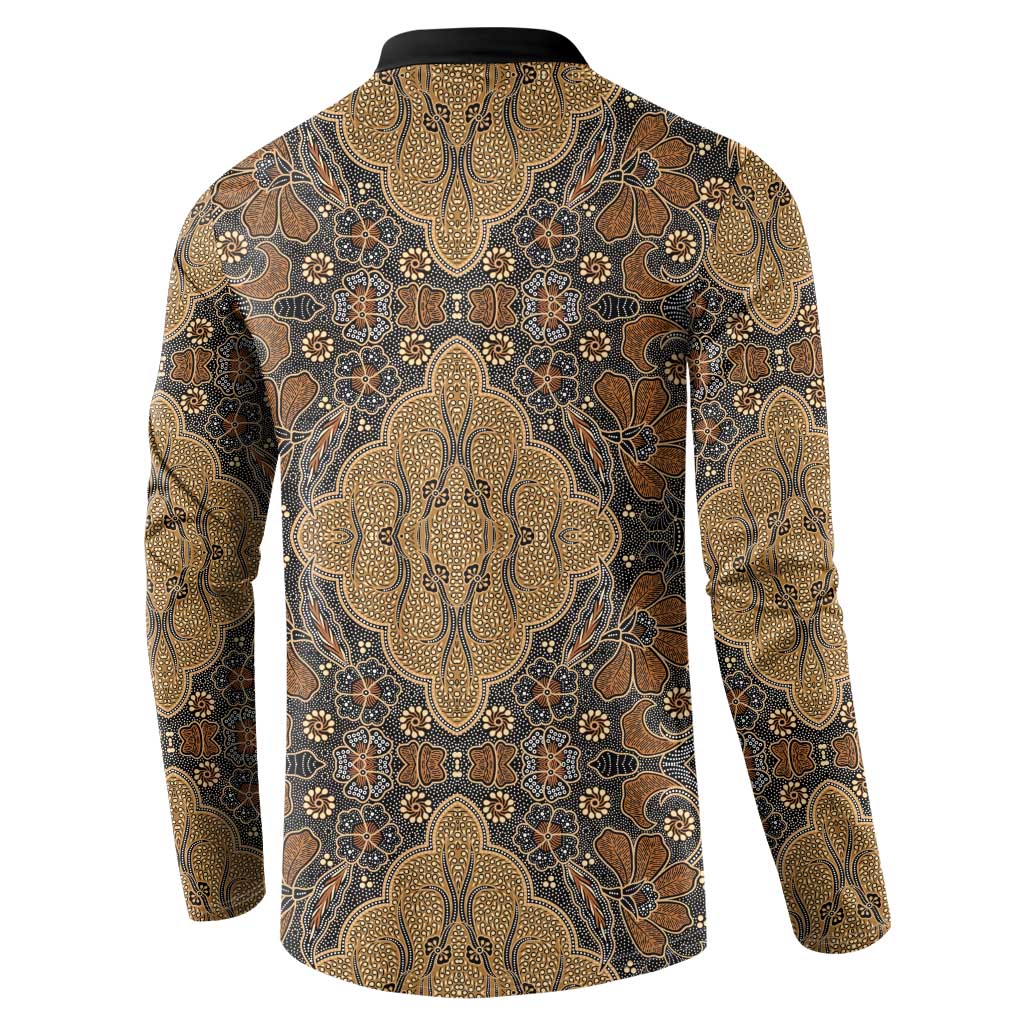 Madiba Nelson Mandela Button Sweatshirt Indonesia Batik Earthy Brown - Wonder Print Shop