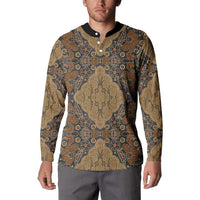Madiba Nelson Mandela Button Sweatshirt Indonesia Batik Earthy Brown - Wonder Print Shop