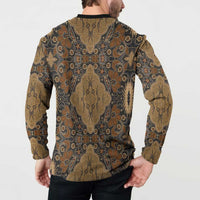 Madiba Nelson Mandela Button Sweatshirt Indonesia Batik Earthy Brown - Wonder Print Shop