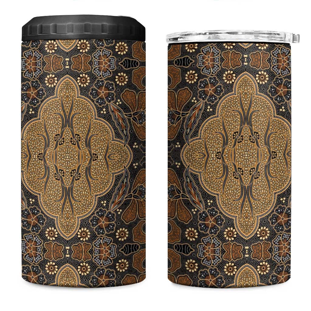 Madiba Nelson Mandela 4 in 1 Can Cooler Tumbler Indonesia Batik Earthy Brown - Wonder Print Shop