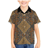 Madiba Nelson Mandela Family Matching Mermaid Dress and Hawaiian Shirt Indonesia Batik Earthy Brown - Wonder Print Shop