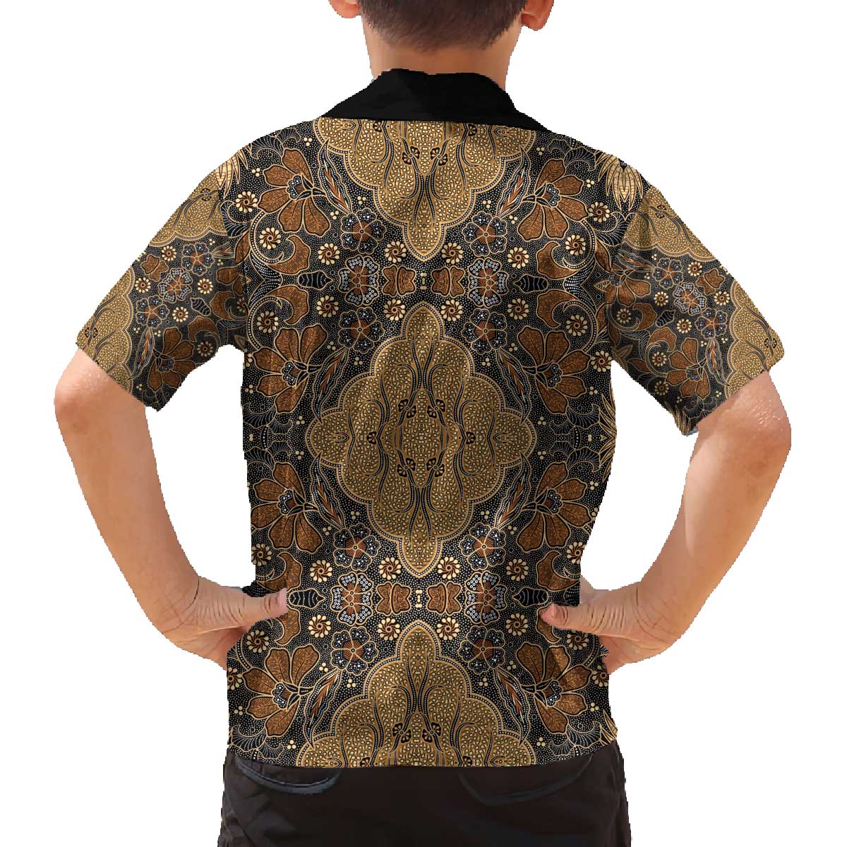 Madiba Nelson Mandela Family Matching Off The Shoulder Long Sleeve Dress and Hawaiian Shirt Indonesia Batik Earthy Brown - Wonder Print Shop