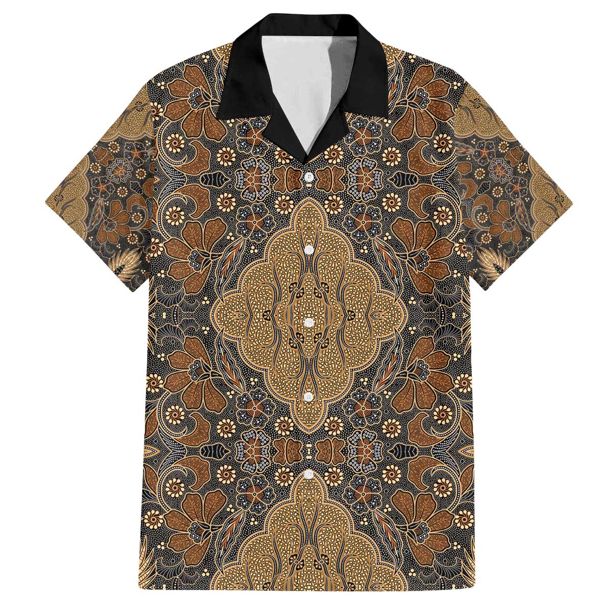 Madiba Nelson Mandela Family Matching Off The Shoulder Long Sleeve Dress and Hawaiian Shirt Indonesia Batik Earthy Brown - Wonder Print Shop