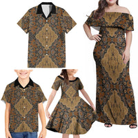 Madiba Nelson Mandela Family Matching Off Shoulder Maxi Dress and Hawaiian Shirt Indonesia Batik Earthy Brown - Wonder Print Shop