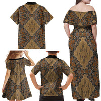 Madiba Nelson Mandela Family Matching Off Shoulder Maxi Dress and Hawaiian Shirt Indonesia Batik Earthy Brown - Wonder Print Shop