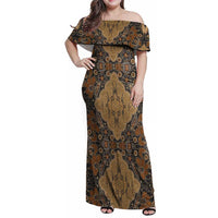 Madiba Nelson Mandela Family Matching Off Shoulder Maxi Dress and Hawaiian Shirt Indonesia Batik Earthy Brown - Wonder Print Shop