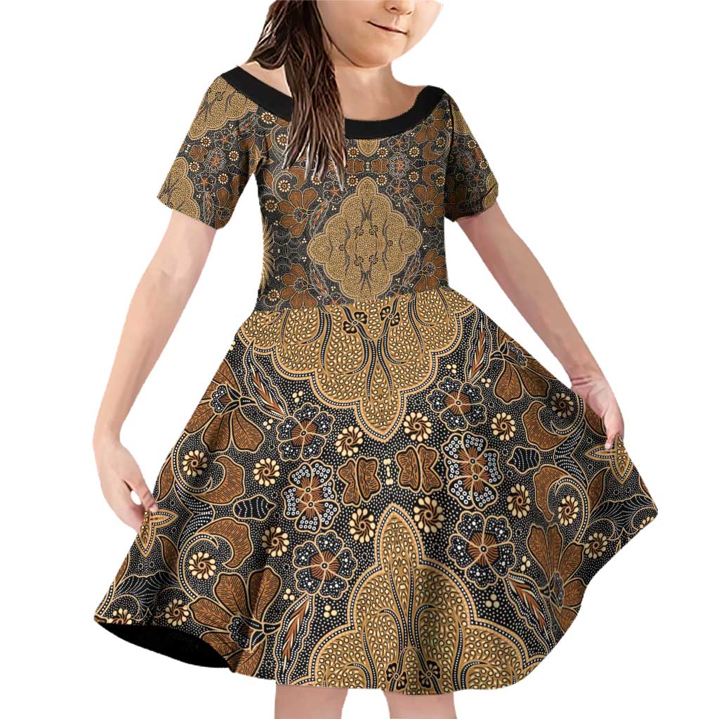 Madiba Nelson Mandela Family Matching Off Shoulder Short Dress and Hawaiian Shirt Indonesia Batik Earthy Brown - Wonder Print Shop