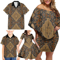 Madiba Nelson Mandela Family Matching Off Shoulder Short Dress and Hawaiian Shirt Indonesia Batik Earthy Brown - Wonder Print Shop