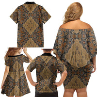 Madiba Nelson Mandela Family Matching Off Shoulder Short Dress and Hawaiian Shirt Indonesia Batik Earthy Brown - Wonder Print Shop