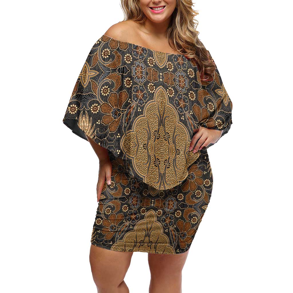 Madiba Nelson Mandela Family Matching Off Shoulder Short Dress and Hawaiian Shirt Indonesia Batik Earthy Brown - Wonder Print Shop