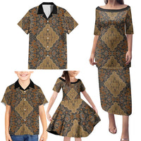 Madiba Nelson Mandela Family Matching Puletasi and Hawaiian Shirt Indonesia Batik Earthy Brown - Wonder Print Shop