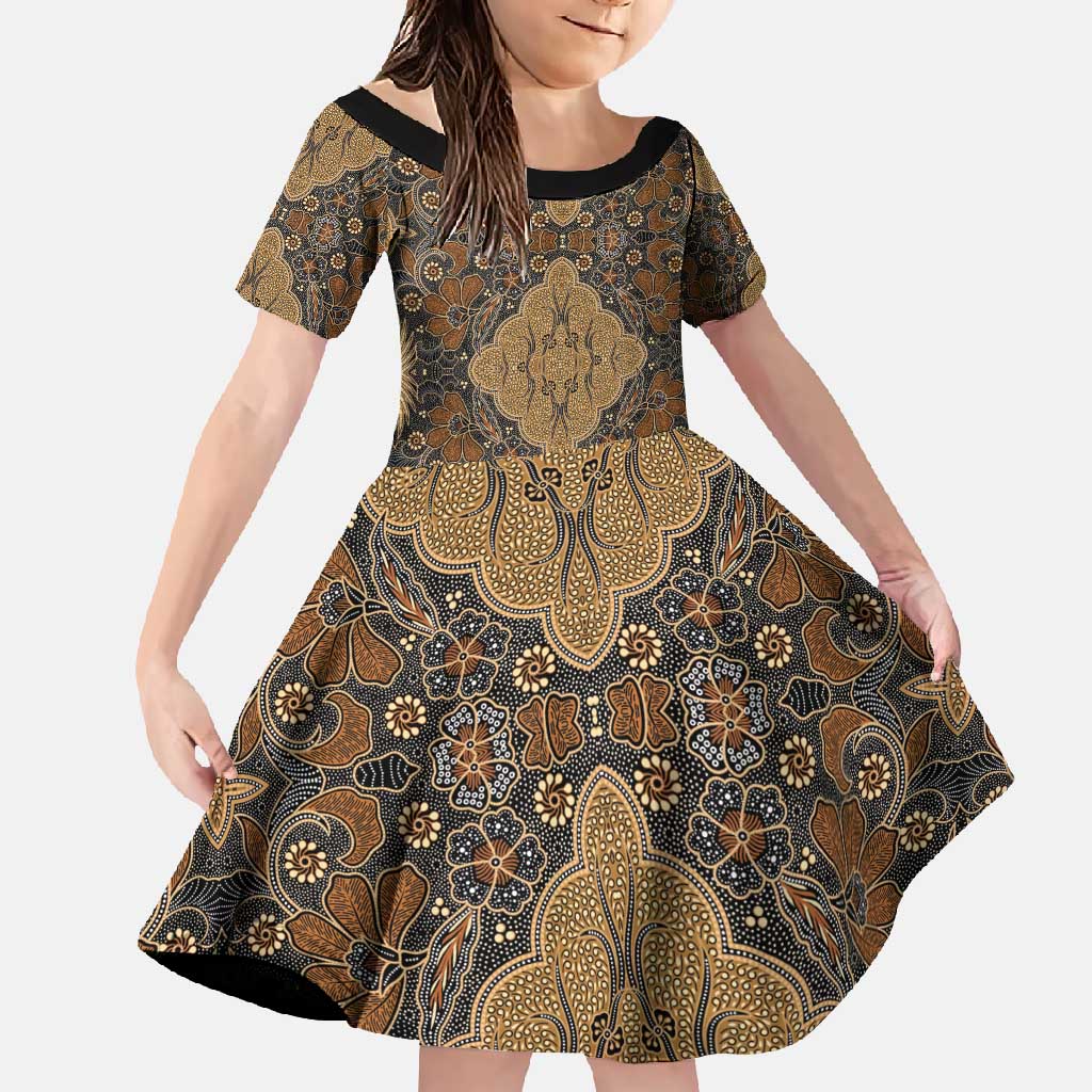 Madiba Nelson Mandela Family Matching Short Sleeve Bodycon Dress and Hawaiian Shirt Indonesia Batik Earthy Brown - Wonder Print Shop
