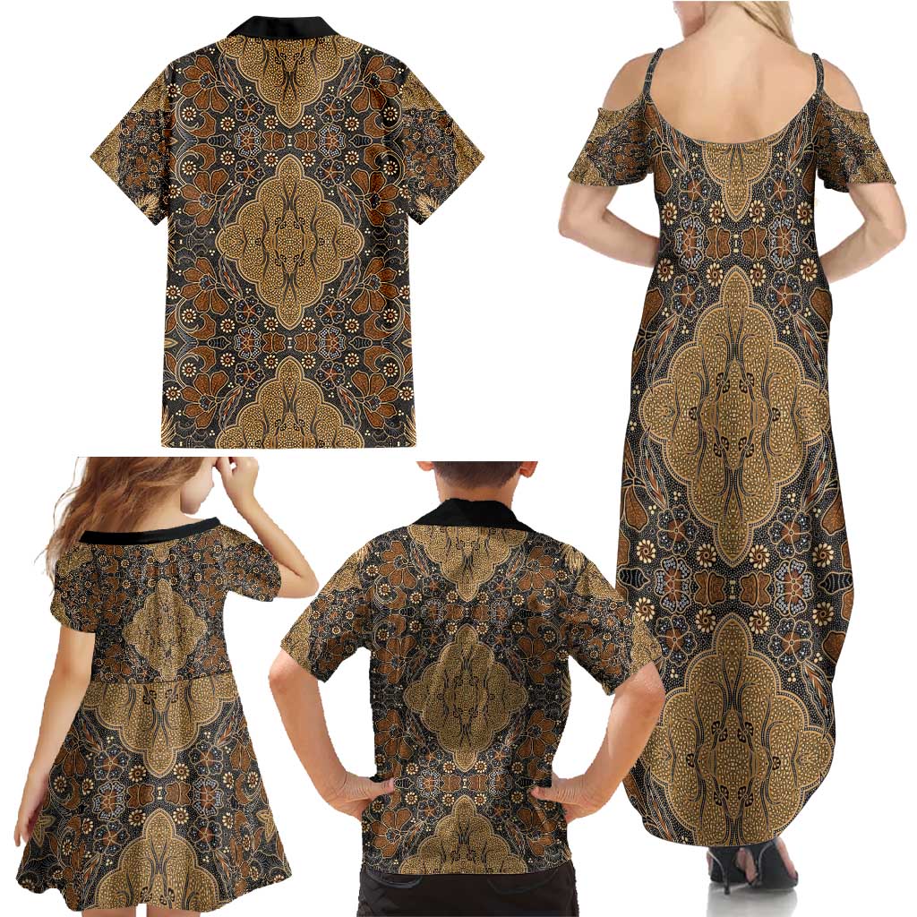 Madiba Nelson Mandela Family Matching Summer Maxi Dress and Hawaiian Shirt Indonesia Batik Earthy Brown - Wonder Print Shop