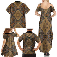 Madiba Nelson Mandela Family Matching Summer Maxi Dress and Hawaiian Shirt Indonesia Batik Earthy Brown - Wonder Print Shop