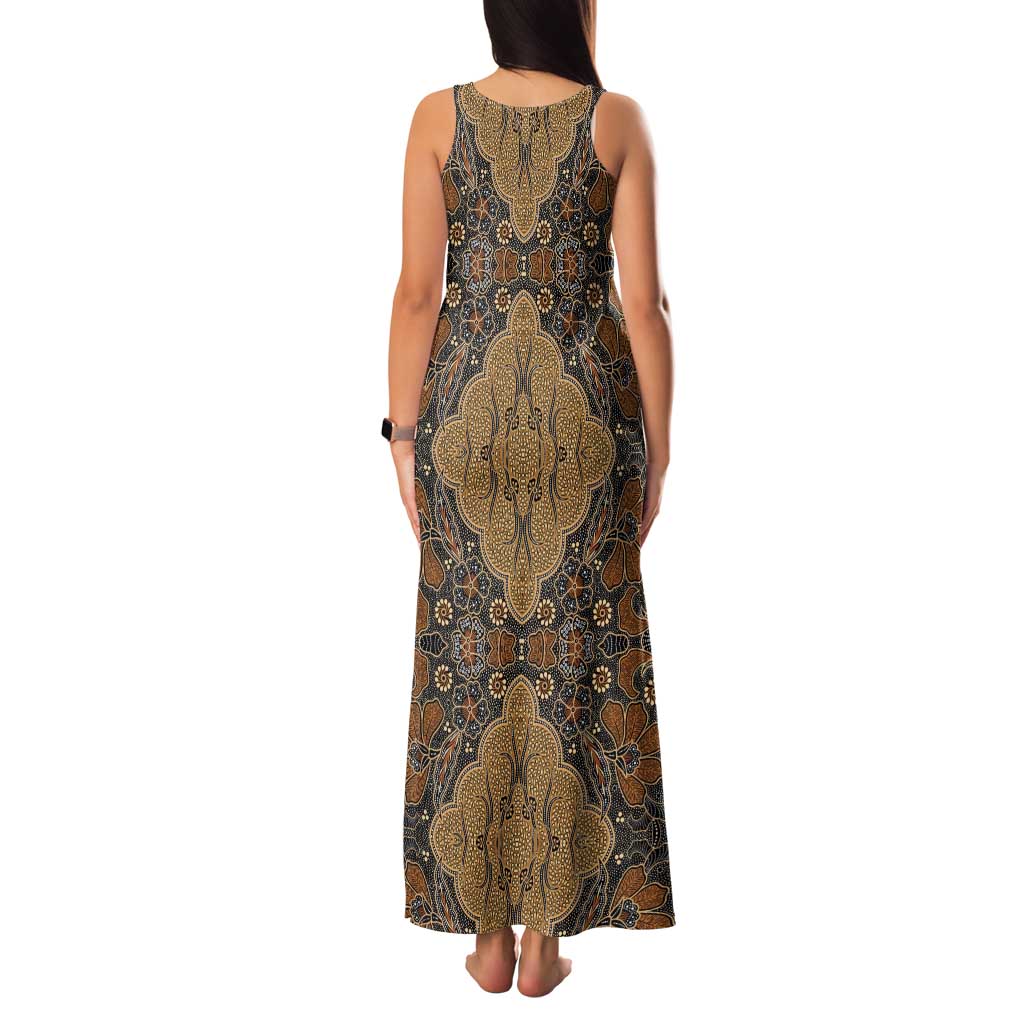 Madiba Nelson Mandela Family Matching Tank Maxi Dress and Hawaiian Shirt Indonesia Batik Earthy Brown - Wonder Print Shop