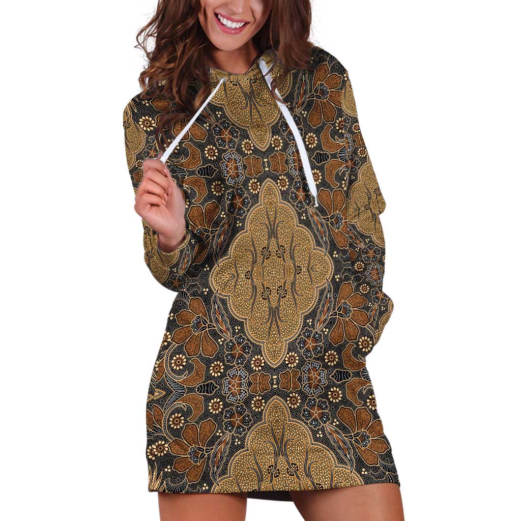 Madiba Nelson Mandela Hoodie Dress Indonesia Batik Earthy Brown - Wonder Print Shop