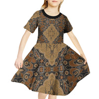 Madiba Nelson Mandela Kid Short Sleeve Dress Indonesia Batik Earthy Brown - Wonder Print Shop