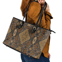 Madiba Nelson Mandela Leather Tote Bag Indonesia Batik Earthy Brown - Wonder Print Shop