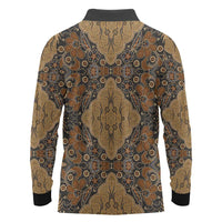 Madiba Nelson Mandela Long Sleeve Polo Shirt Indonesia Batik Earthy Brown - Wonder Print Shop
