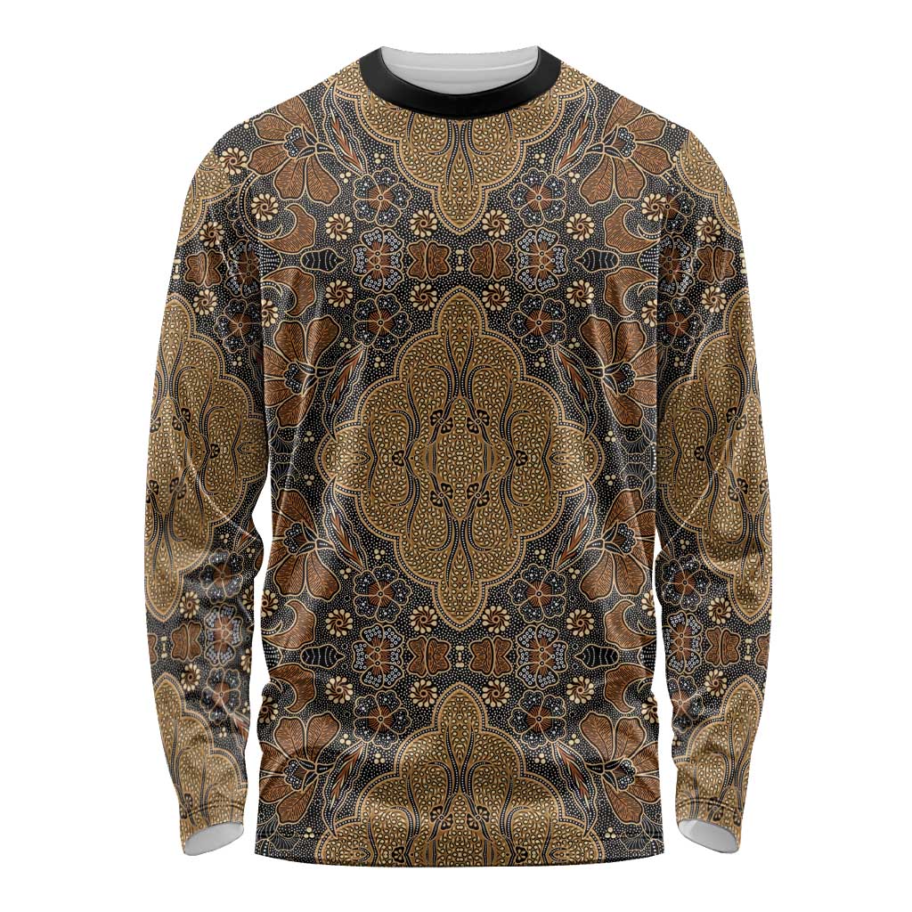 Madiba Nelson Mandela Long Sleeve Shirt Indonesia Batik Earthy Brown - Wonder Print Shop