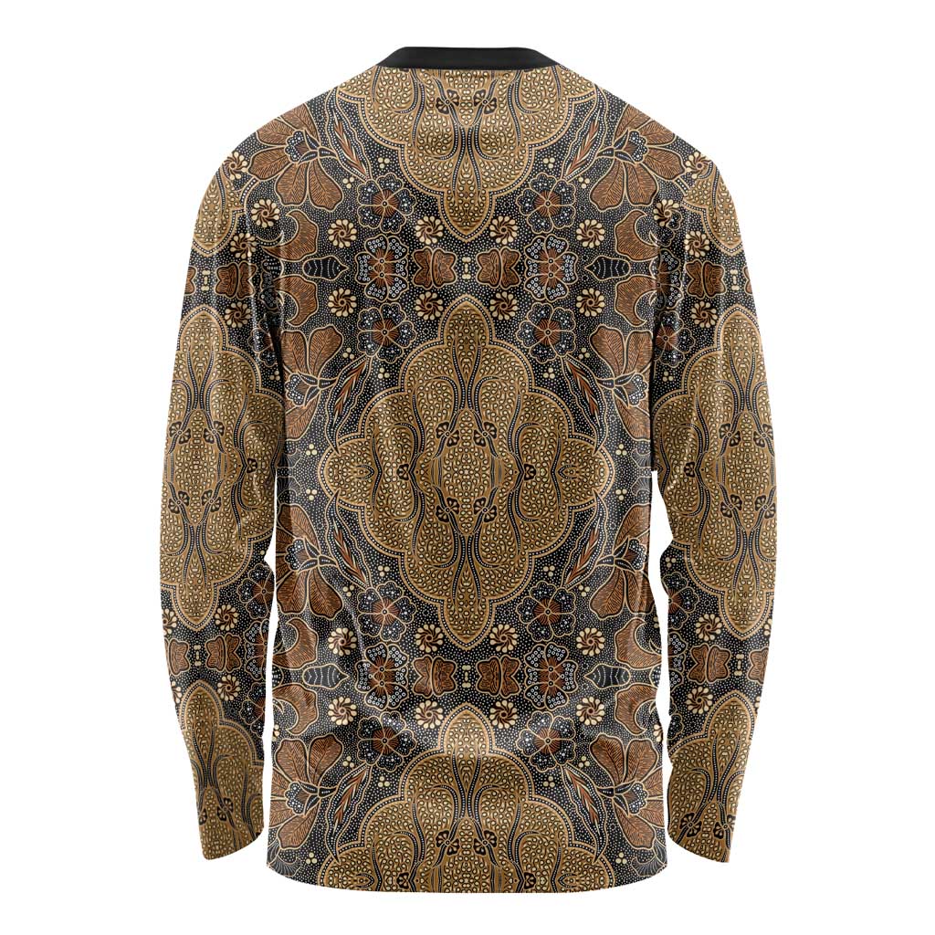 Madiba Nelson Mandela Long Sleeve Shirt Indonesia Batik Earthy Brown - Wonder Print Shop