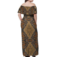 Madiba Nelson Mandela Off Shoulder Maxi Dress Indonesia Batik Earthy Brown - Wonder Print Shop