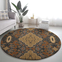 Madiba Nelson Mandela Round Carpet Indonesia Batik Earthy Brown - Wonder Print Shop
