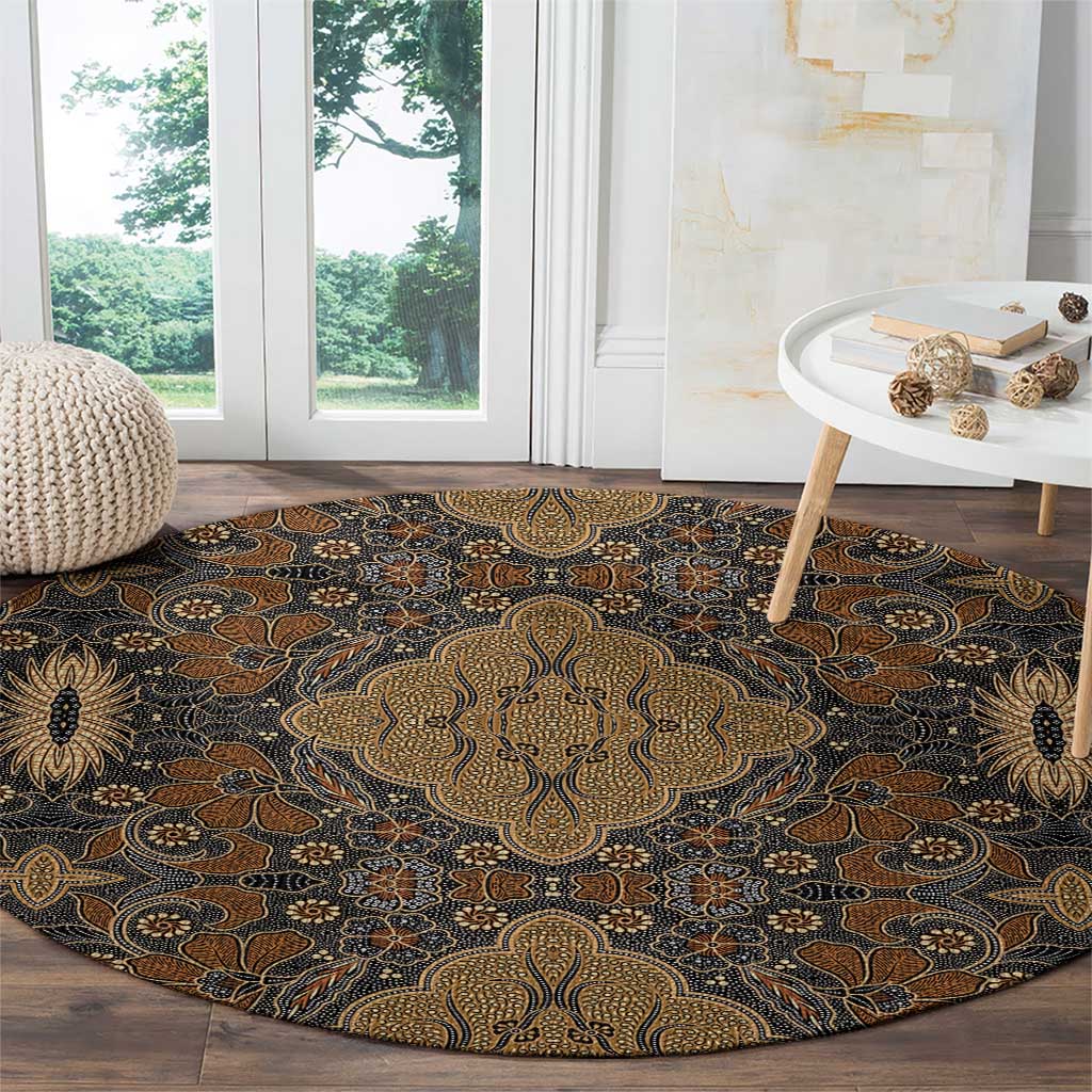 Madiba Nelson Mandela Round Carpet Indonesia Batik Earthy Brown - Wonder Print Shop