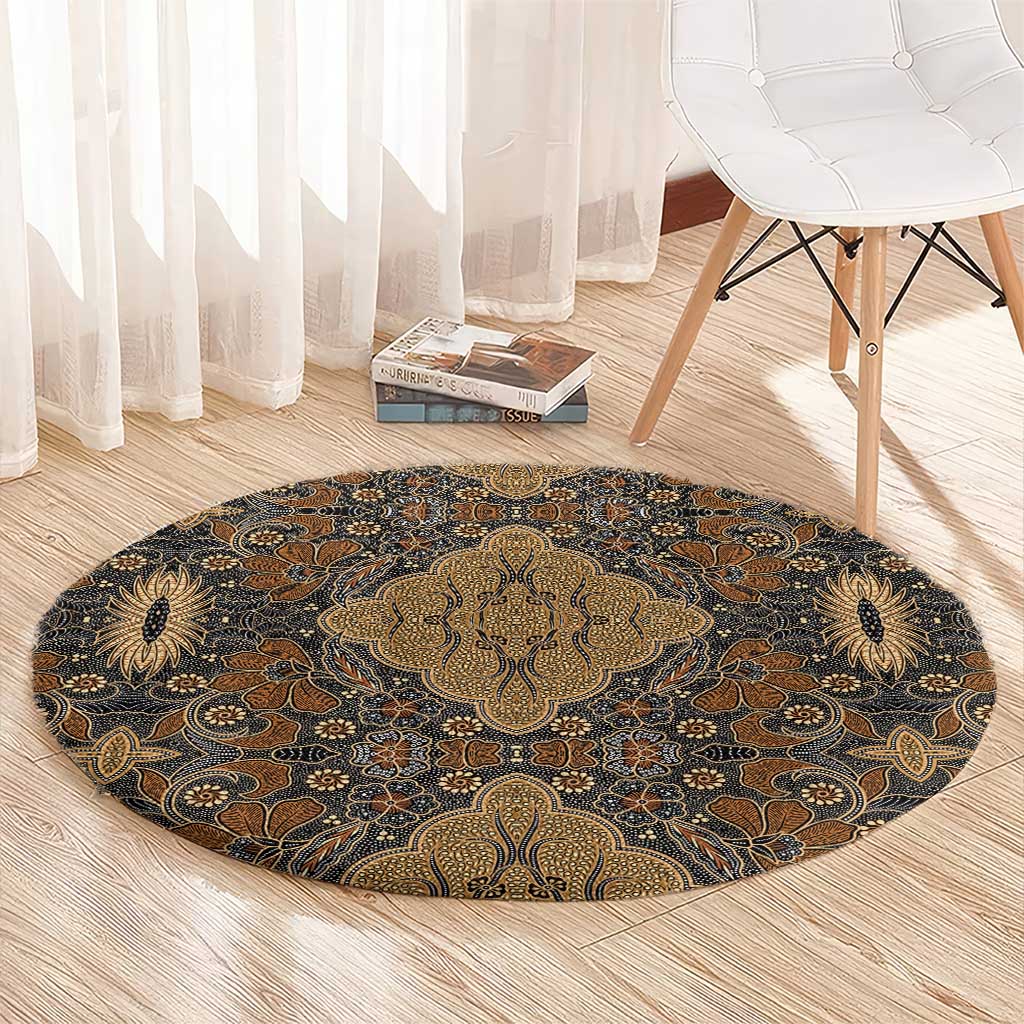 Madiba Nelson Mandela Round Carpet Indonesia Batik Earthy Brown - Wonder Print Shop