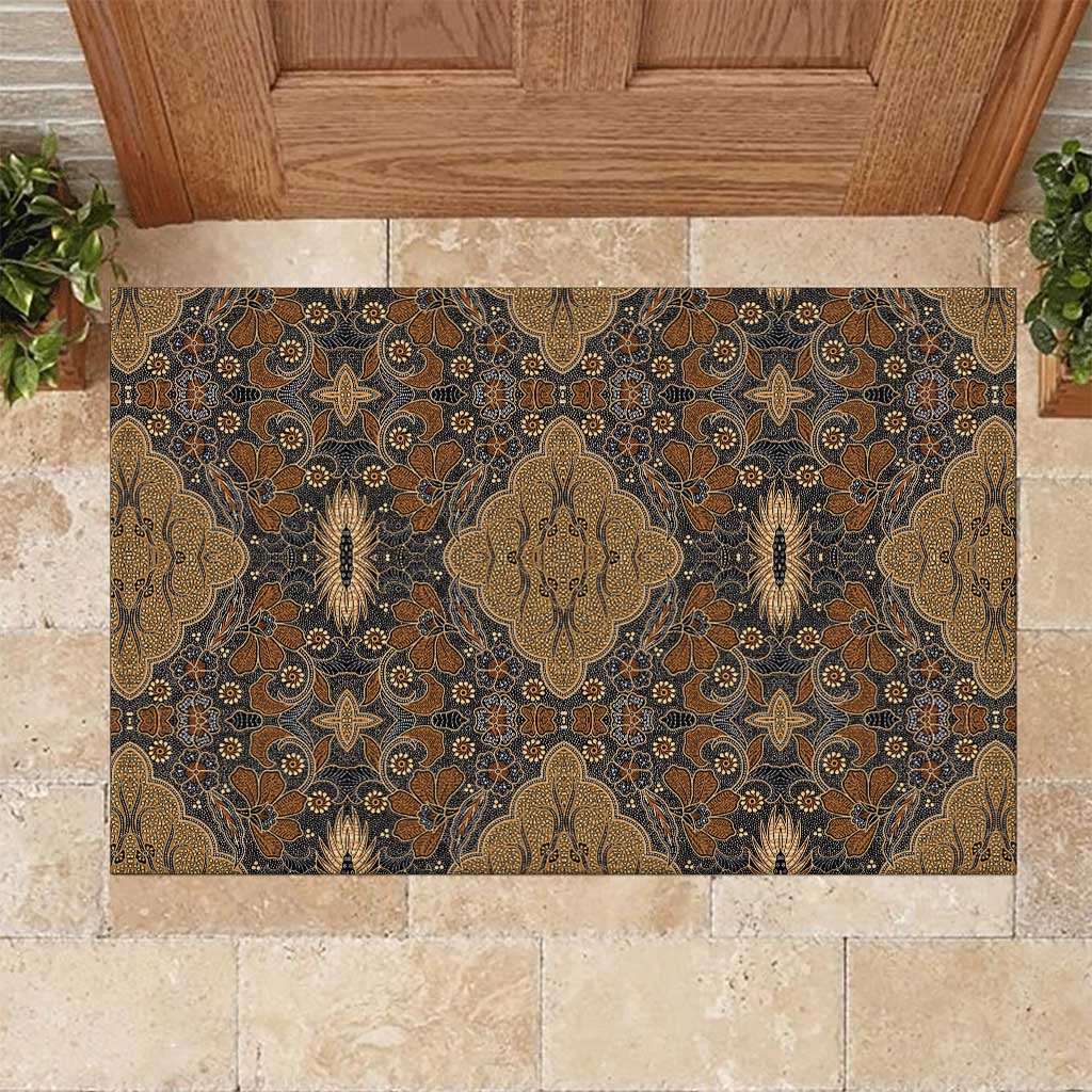 Madiba Nelson Mandela Rubber Doormat Indonesia Batik Earthy Brown - Wonder Print Shop