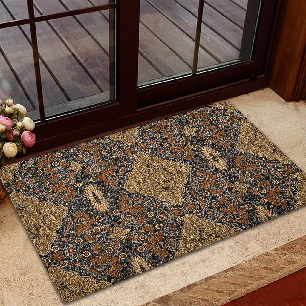 Madiba Nelson Mandela Rubber Doormat Indonesia Batik Earthy Brown - Wonder Print Shop