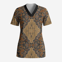 Madiba Nelson Mandela Scrub Top Indonesia Batik Earthy Brown - Wonder Print Shop